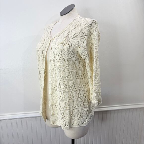 Liz Claiborne Woman by Elisabeth Size 1X Crochet Knit Vintage Cardigan Sweater - Picture 14 of 14